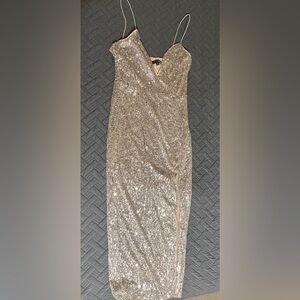 Elegant Silver Sequin Dress
